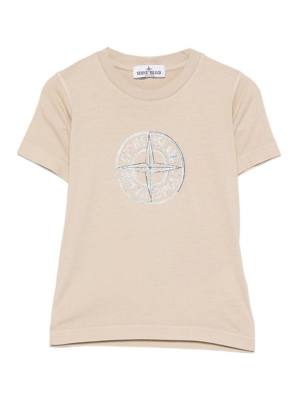 STONE ISLAND: t-shirts - Sand Beige Logo T-Shirt