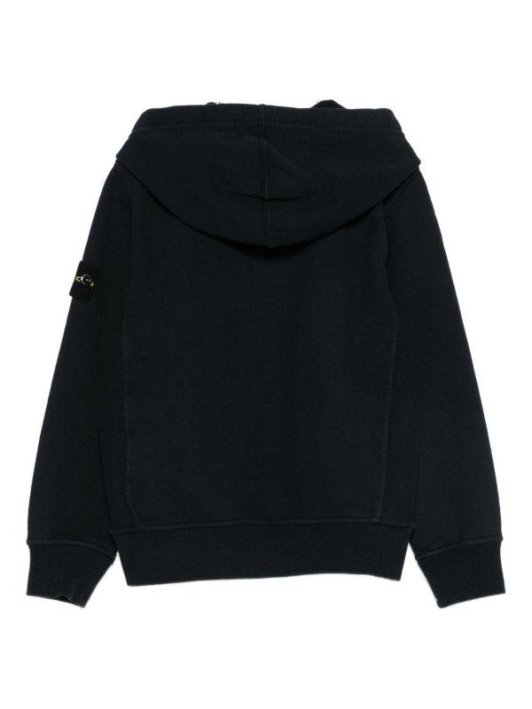 STONE ISLAND: Sweatshirts & Sweaters online - Hooded Zip Sweatshirt In Blue Navy Cotton