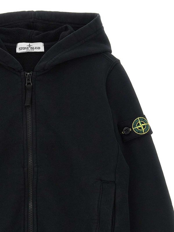 The Best Shops STONE ISLAND: Felpe e maglie - Felpa con cappuccio con zip in cotone nero