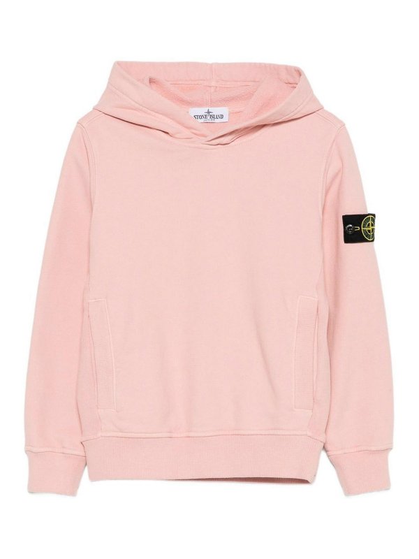 STONE ISLAND: Sweatshirts & Sweaters - Pink Cotton Hoodie