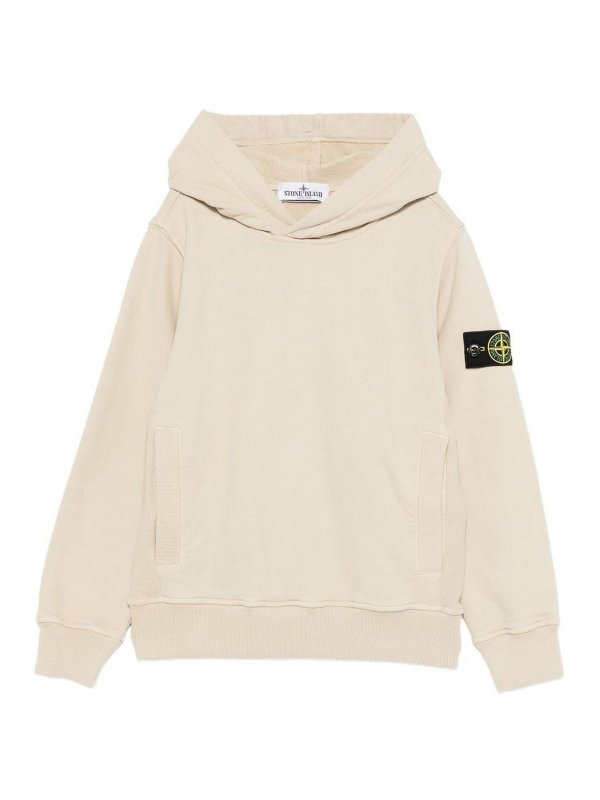 STONE ISLAND: Sweatshirts & Sweaters - Beige Cotton Hoodie