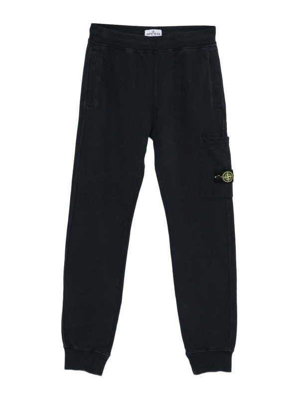 STONE ISLAND: tracksuit bottoms - Navy Blue Logo Track Pants