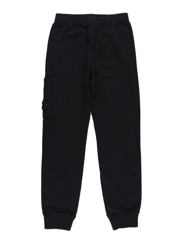 The Best Shops STONE ISLAND: tracksuit bottoms - Black Cotton Tracksuit Bottoms