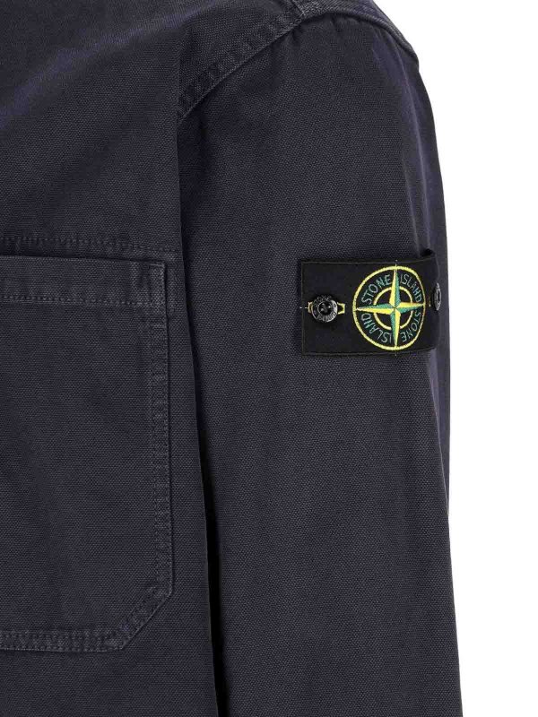 STONE ISLAND: shirts online - Dark Blue Denim Shirt