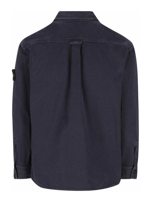The Best Shops STONE ISLAND: shirts - Dark Blue Denim Shirt