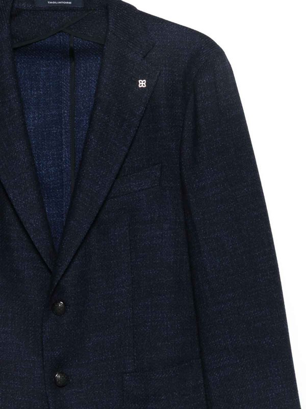 The Best Shops TAGLIATORE: blazers - Navy Blue Blazer In Virgin Wool