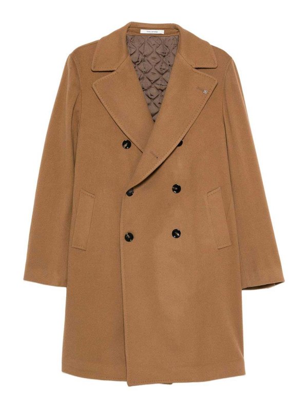 TAGLIATORE: long coats - Long Coat In Virgin Wool And Cashmere Blend