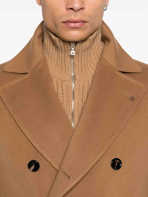 TAGLIATORE: long coats online - Long Coat In Virgin Wool And Cashmere Blend