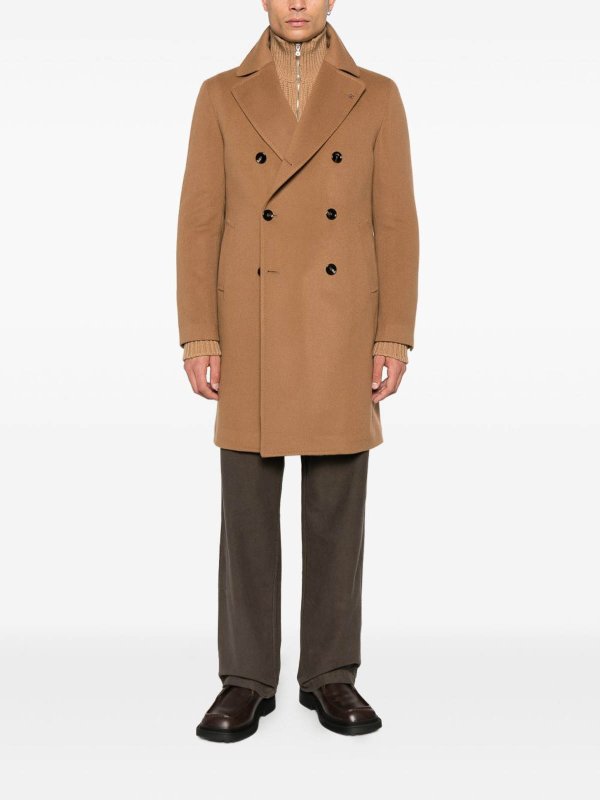 The Best Shops TAGLIATORE: long coats - Long Coat In Virgin Wool And Cashmere Blend