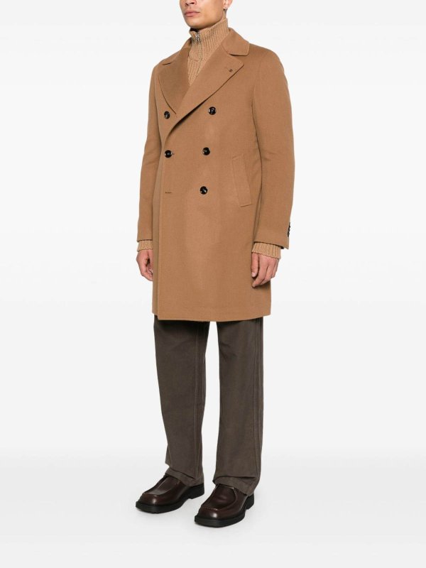 TAGLIATORE buy online Long Coat In Virgin Wool And Cashmere Blend