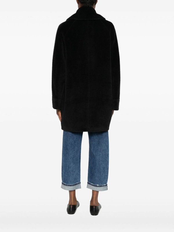 TAGLIATORE: knee length coats online - Black Double-Breasted  Coat