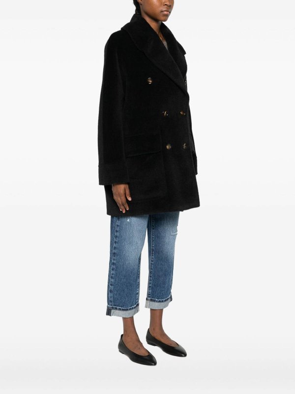 The Best Shops TAGLIATORE: knee length coats - Black Double-Breasted  Coat