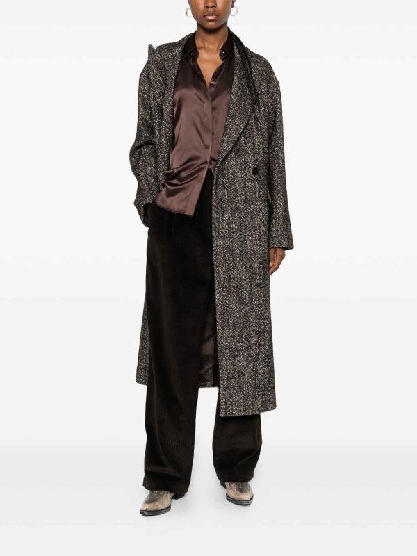 The Best Shops TAGLIATORE: knee length coats - Brown Double-Breasted Coat