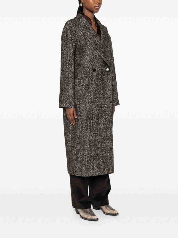 Brown Double-Breasted Coat shop online: TAGLIATORE