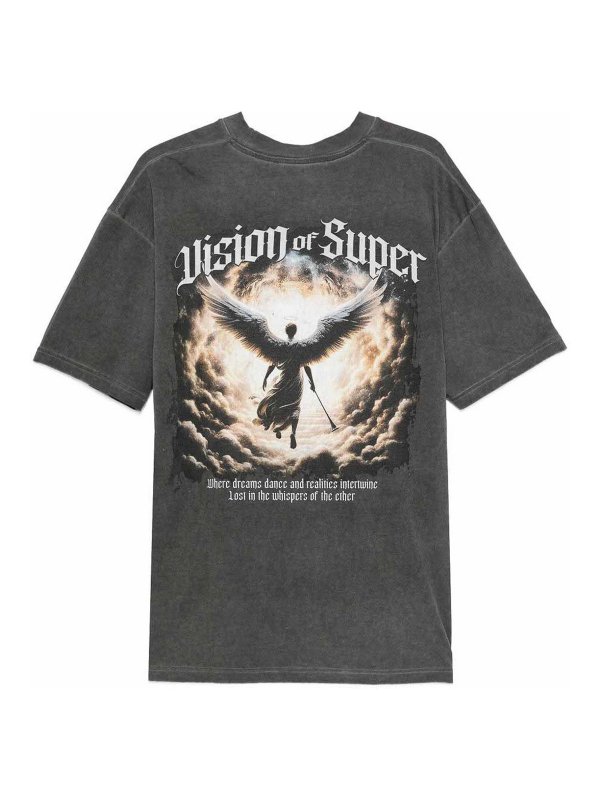 VISION OF SUPER: maglia collo rotondo online - T-shirt grigia con girocollo