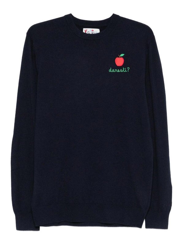 MC2 SAINT BARTH: Strickpullover mit Rundhalsausschnitt - Rundhalspullover - Blau