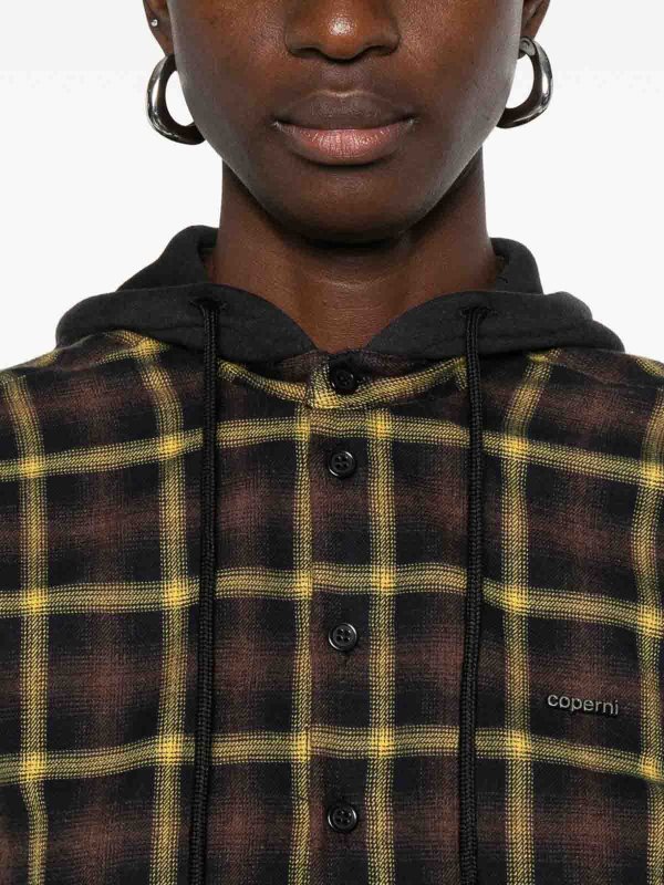 The Best Shops COPERNI: shirts - Cotton Check Shirt With Hood