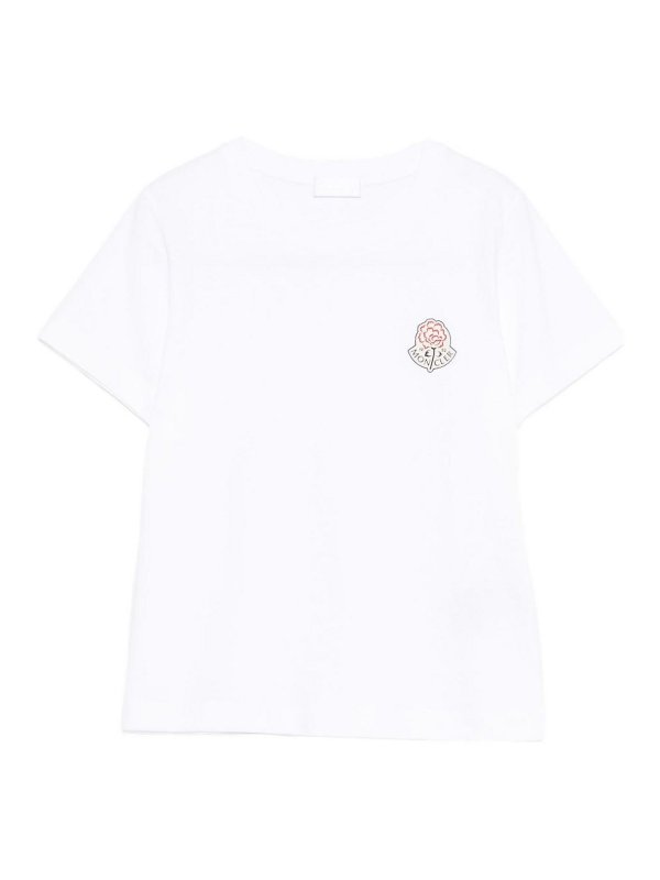 MONCLER: t-shirts - Round-Neck T-Shirt With Logo Patch Detail