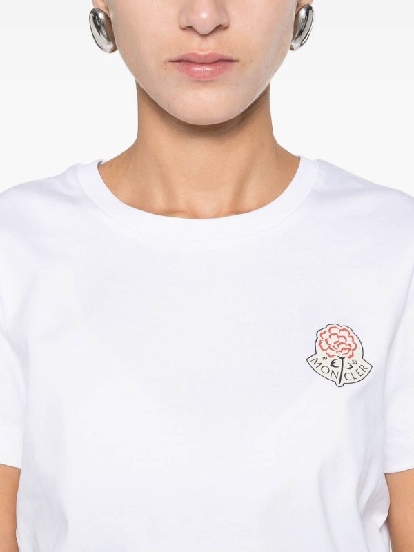 MONCLER: t-shirts online - Round-Neck T-Shirt With Logo Patch Detail