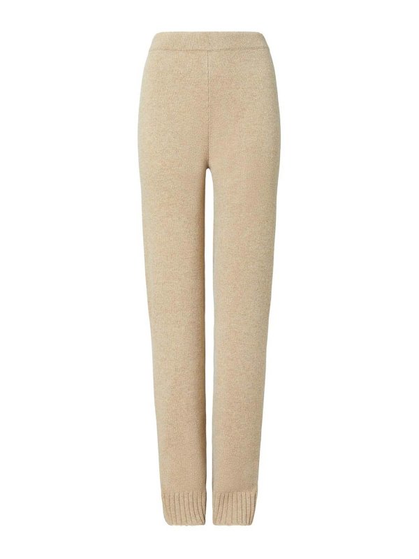 TORY BURCH: casual trousers - Melange Oatmeal Wool Trousers