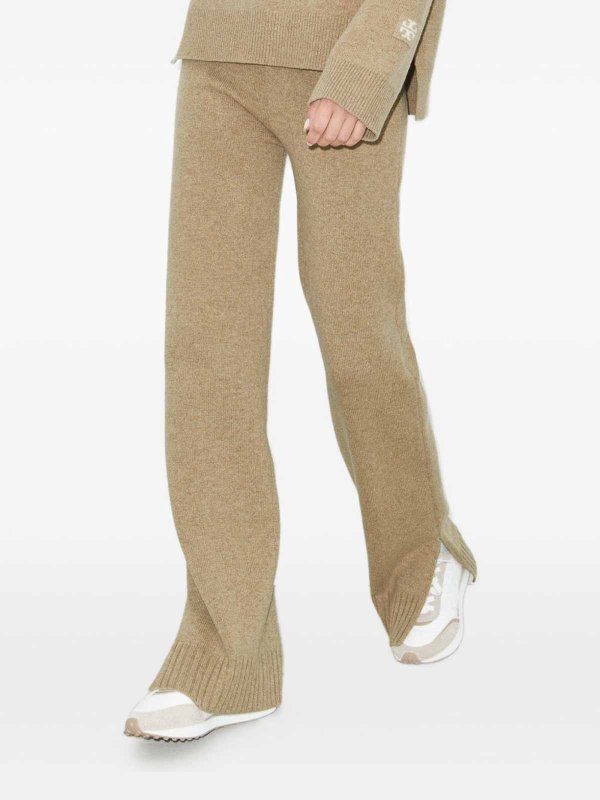 TORY BURCH: casual trousers online - Melange Oatmeal Wool Trousers