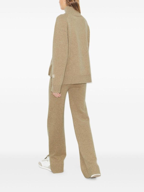 The Best Shops TORY BURCH: casual trousers - Melange Oatmeal Wool Trousers