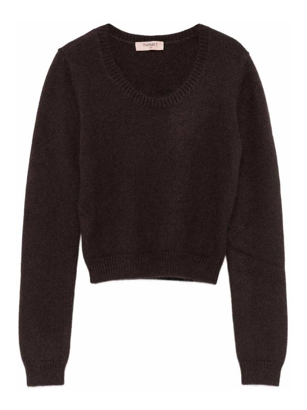 TWINSET: crew necks - Brown Crew Neck Sweater