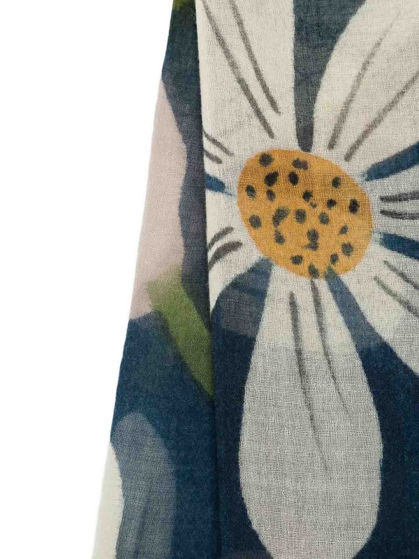 The Best Shops SGOMBERO CANTINE: scarves - Blue Scarf With All-Over Daisy Print
