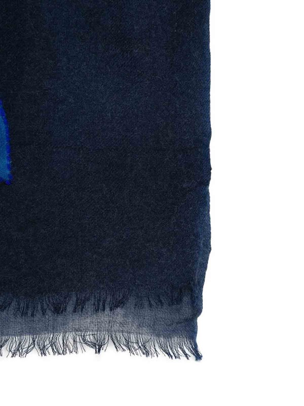 SGOMBERO CANTINE: scarves online - Blue Scarf  In Wool With Flowers Print