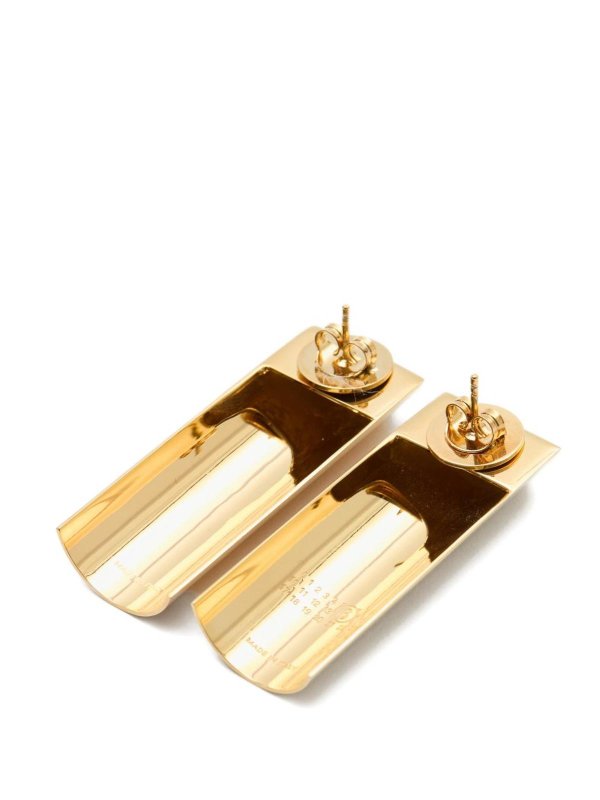 The Best Shops MM6 MAISON MARGIELA: Earrings - Gold-Tone Earrings Featuring Engraved Logo