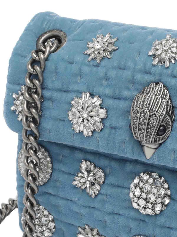 Blue Croosbody Mini  Bag In Velvet shop online: KURT GEIGER