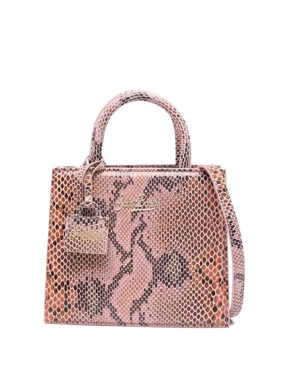 MC2 SAINT BARTH: cross body bags - Pink Snakeskin-Effect Shop Bag Mini