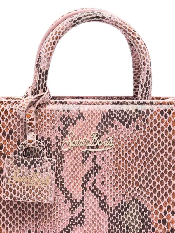 The Best Shops MC2 SAINT BARTH: cross body bags - Pink Snakeskin-Effect Shop Bag Mini