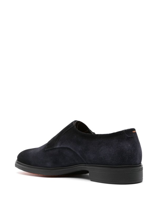 Blue Suede Loafers With Buckles shop online: SANTONI