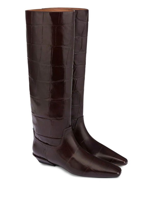 The Best Shops Paris Texas: boots - Brown Croc-Embossed Leather Boots