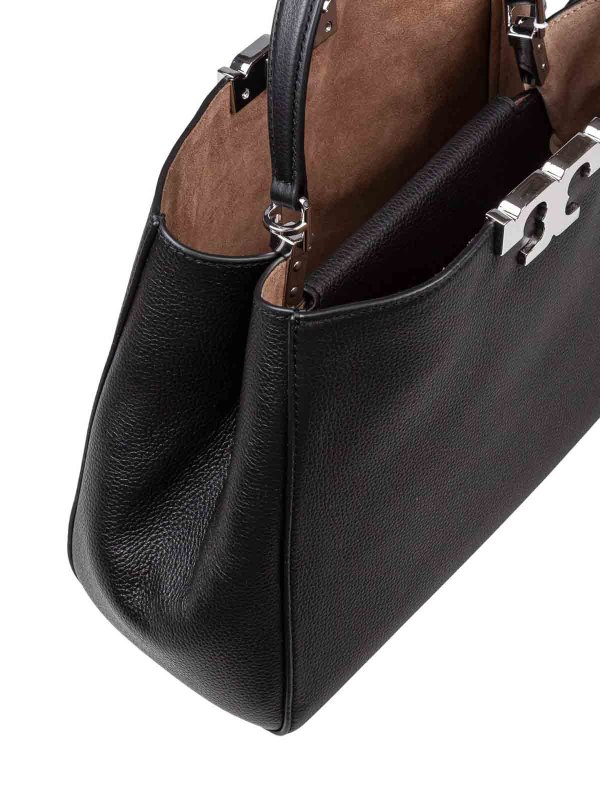 Eleanor Satchel Bag In Black Leather shop online: TORY BURCH
