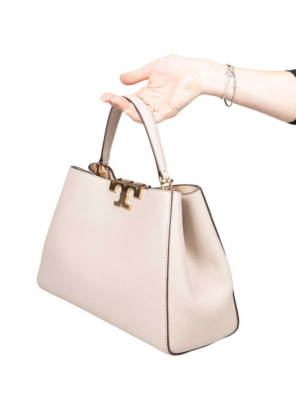 TORY BURCH: cross body bags online - Eleanor Satchel Bag In Stone Color Leather