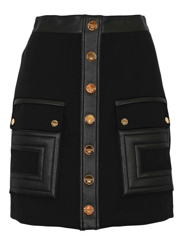 ELISABETTA FRANCHI: mini skirts - Double Crepe Mini Skirt With Logo Details
