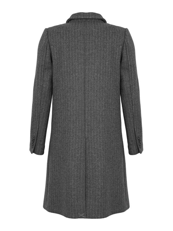 FAY: knee length coats online - Pinstriped Wool Blend Coat