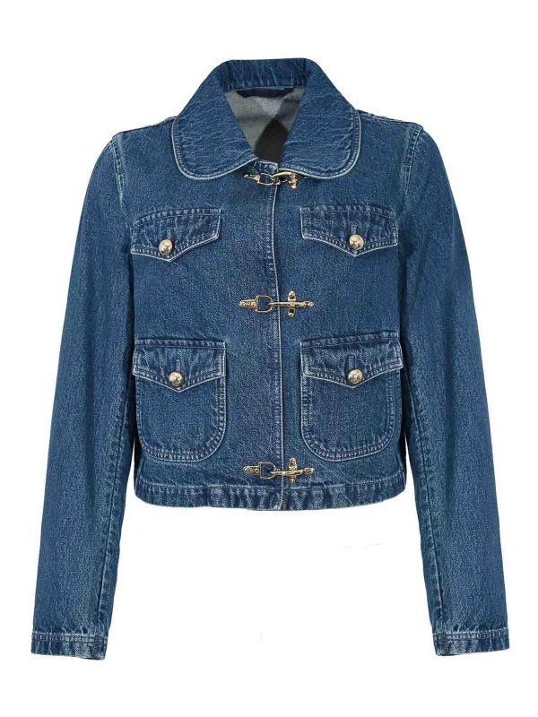 FAY: denim jacket - 3-Hook Denim Crop Jacket