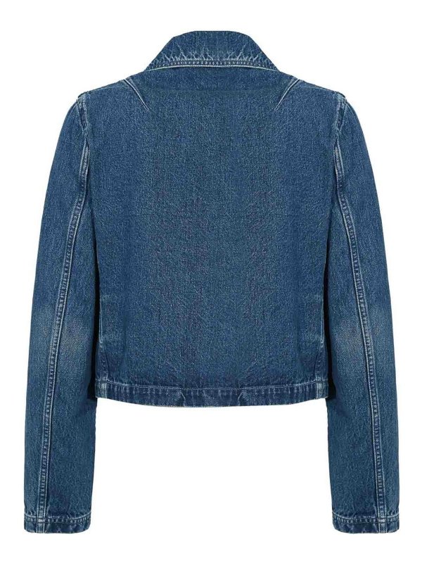 FAY: denim jacket online - 3-Hook Denim Crop Jacket