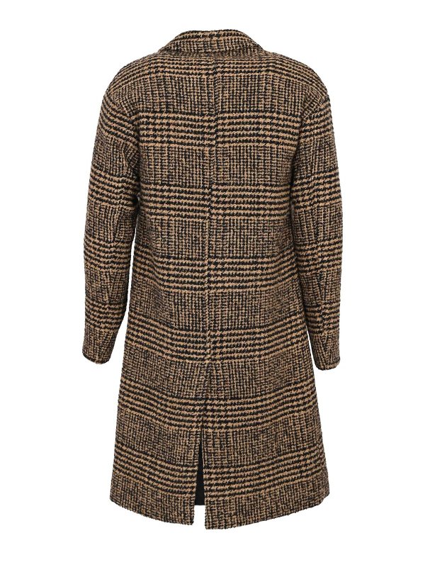 HERNO: knee length coats online - Prince Of Wales Wool Blend Coat