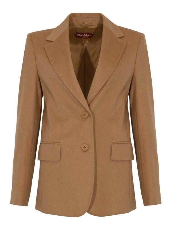 MAX MARA STUDIO: blazers - Folgore Single-Breasted Blazer In Wool Drap
