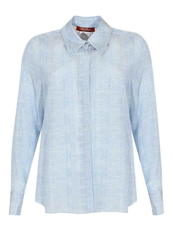 MAX MARA STUDIO: shirts - Nola Silk Shirt With Micro Checked Pattern