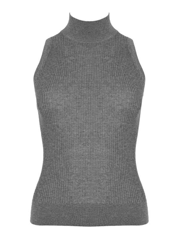 MAX MARA STUDIO: Suéteres con cuello pico - Suéter Cuello Redondo - Gris