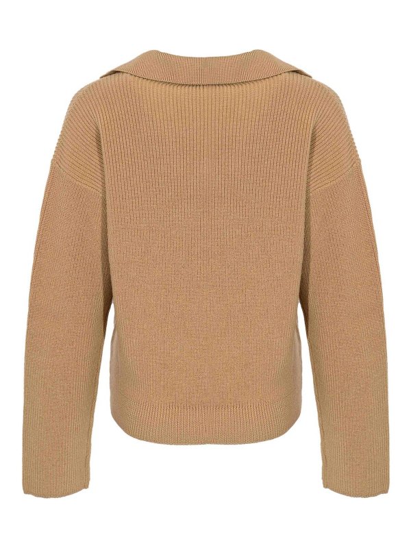 Max Mara: Suéteres con cuello pico online - Suéter Cuello Redondo - Camel