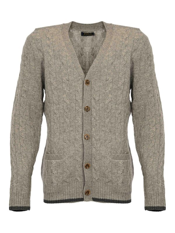 POLO RALPH LAUREN: cardigans - Cable-Knit Cardigan In Wool And Cashmere
