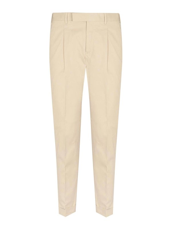 PT TORINO: casual trousers - Cotton Trousers With Pleats