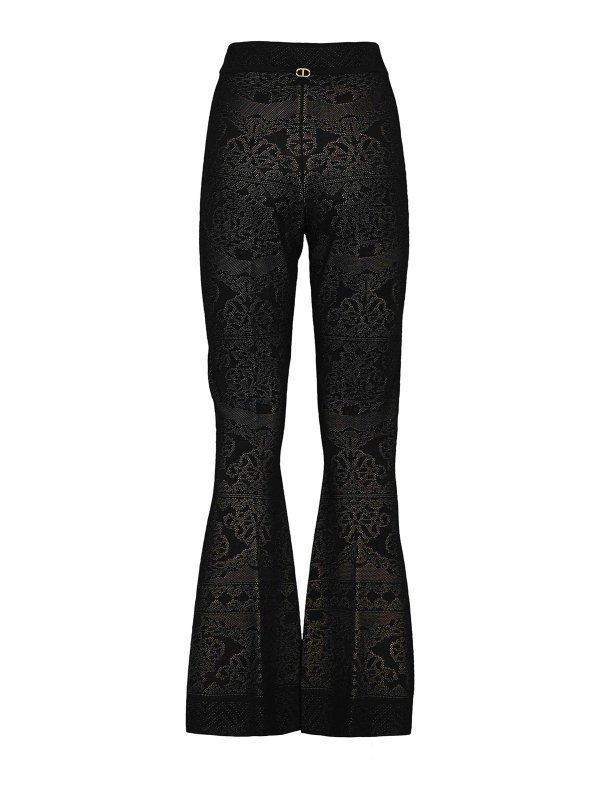 TWINSET: flared jeans online - Flared Trousers In Perforated Viscose Knit