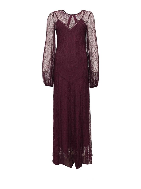 TWINSET: crew necks - Long Dress In Lace And Viscose